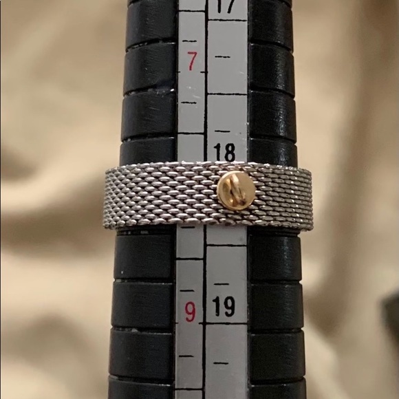 14K Gold & Stainless Steel Mesh Ring - Picture 2 of 7